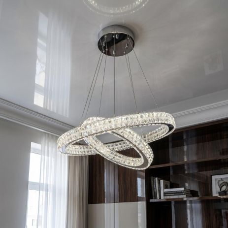 Підвісна світлодіодна люстра Artlight 157W до 25 м² колір Хром 8219-60+40CH