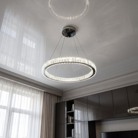 Кругла кришталева люстра Artlight 94W до 20 м² колір Хром 8219-600CH