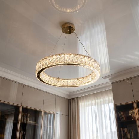 Кругла люстра кільце кристал Artlight 69W до 16 м² колір Золото 24262-600GD