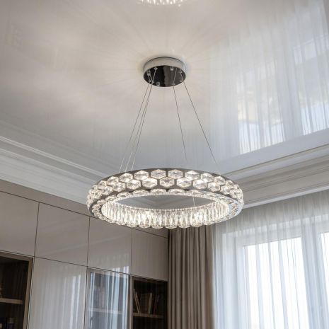 Люстра з декоративним кришталем Artlight 89W до 18 м² колір Хром 8220-600CH