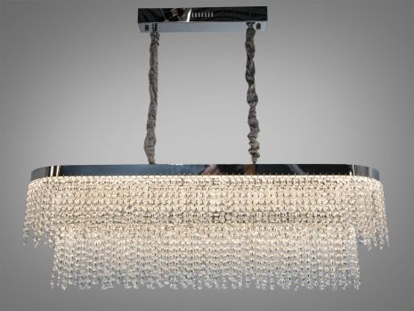 Овальна лед люстра з підвісками Diasha 250W до 40 м² колір Хром 376-L1000x300CH