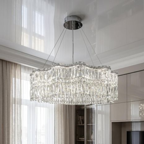 Велика кришталева люстра Diasha 125W до 20 м² колір Хром 576/800HR