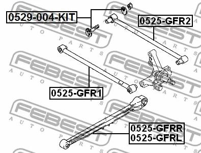 Тяга задняя продольная правая Mazda 323 S/626 V/Premacy, FEBEST (0525GFRR)