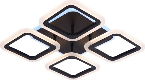 Люстра стельова LI8822/4B BK (RGB), чорна, LED 64W+8W