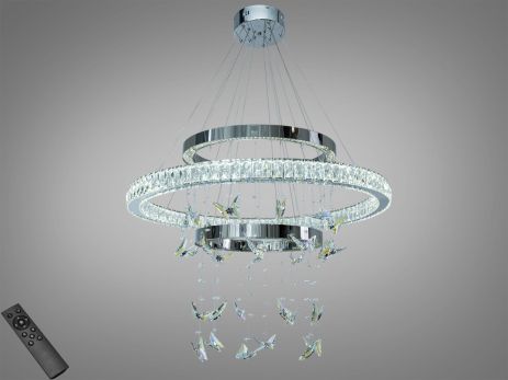 Люстра декоративная светодиодная с бабочами Diasha 176W до 30 м² цвет Золото 598/800+500+400G