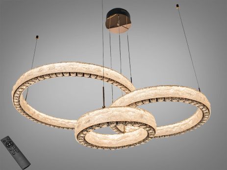 Люстра хрусталь на три кольца Diasha 195W до 30 м² цвет Золото 662/800+600+400GD