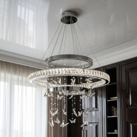 Дизайнерская лед люстра с подвесками Diasha 176W до 30 м² цвет Хром 598/800+500+400HR
