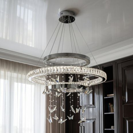Дизайнерская лед люстра с подвесками Diasha 176W до 30 м² цвет Хром 598/800+500+400HR