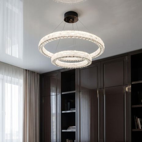 Хрустальная люстра на два кольца Diasha 142W до 20 м² цвет Золото 662/800+500GD