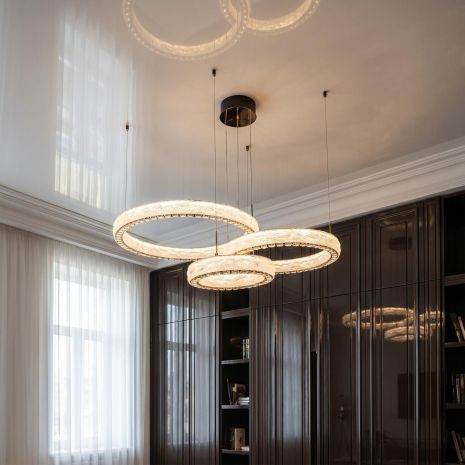 Люстра хрусталь на три кольца Diasha 195W до 30 м² цвет Золото 662/800+600+400GD
