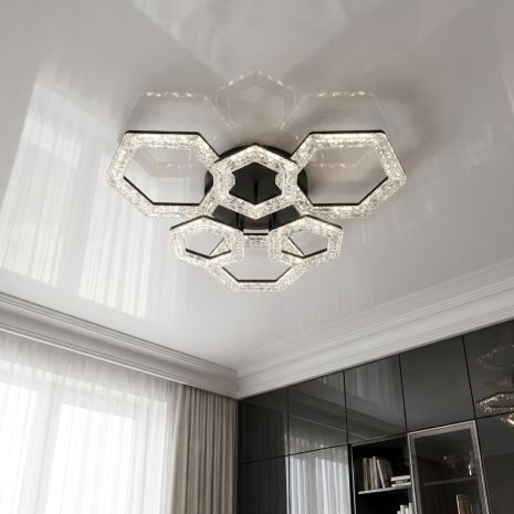 Люстра с акрилом в спальню Diasha 75W до 18 м² цвет Черный 6653/3+3BK