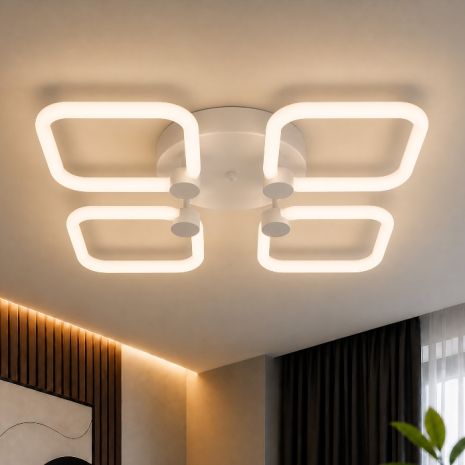 LED Люстра на стелю VALESO G 2589/4 WT 56W, 3000K-6500K, з Пультом 2.4G і Затемненням