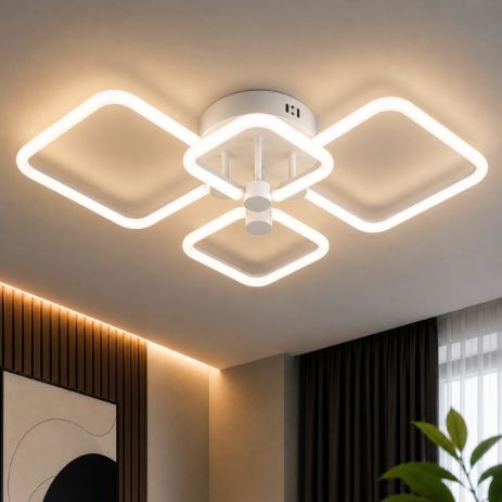 LED люстра VALESO G 2589/2+2 WT 72W, 3000K-6500K, с пультом 2.4G