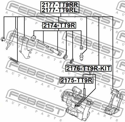 Ремкомплект суппорта тормозного заднего (на одну сторону) Ford Transit/Transit C, FEBEST (2175TT9R) Ремкомплект суппорта тормозного заднего (на одну сторону) Ford Transit/Transit C, FEBEST (2175TT9R)