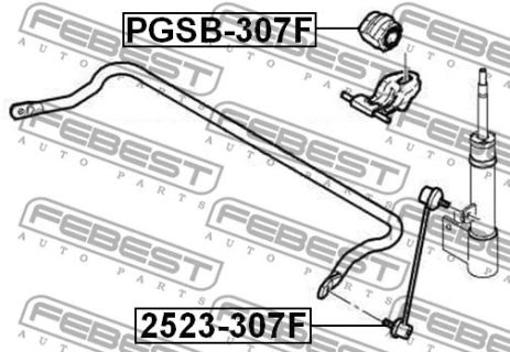 Втулка переднего стабилизатора d21 Peugeot 307/308/308 I, FEBEST (PGSB307F)