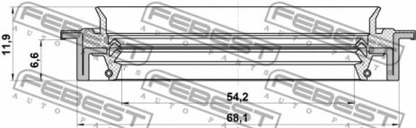 Сальник маточинний передній 54.2x68.1x6.6x11.9 Nissan Sentra II/Wingroad/Almera I, FEBEST (95JDS56680712X)
