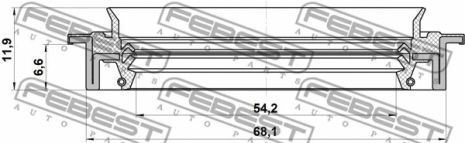 Сальник ступичный передний 54.2x68.1x6.6x11.9 Nissan Sentra II/Wingroad/Almera I, FEBEST (95JDS56680712X)