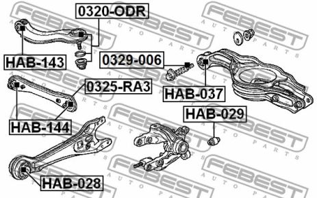 Сайлентблок заднего поперечного рычага Honda Odyssey/SMX/Accord VII, FEBEST (HAB143) Сайлентблок заднего поперечного рычага Honda Odyssey/SMX/Accord VII, FEBEST (HAB143)