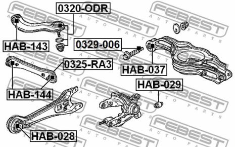 Сайлентблок заднего поперечного рычага Honda Odyssey/SMX/Accord VII, FEBEST (HAB143) Сайлентблок заднего поперечного рычага Honda Odyssey/SMX/Accord VII, FEBEST (HAB143)