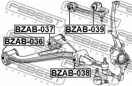 Сайлентблок нижнього переднього важеля комплект Mercedes-Benz SLK/E-CLASS T-Model/E-CLASS, FEBEST (BZAB037)