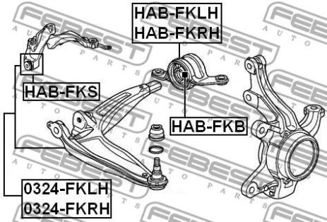 Сайлентблок задній переднього правого важеля Honda CIVIC/CIVIC VIII, FEBEST (HABFKRH)