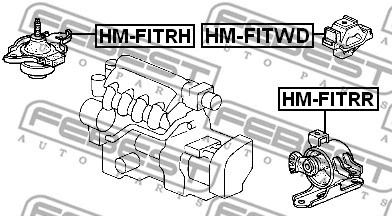 Подушка двигуна задня 4WD Honda Mobilio Spike/City IV/Mobilio, FEBEST (HMFITWD)