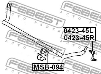 Втулка переднего стабилизатора d28 Mitsubishi Pajero II/Delica/Challenger, FEBEST (MSB094)