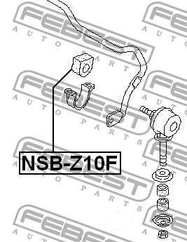 Втулка переднего стабилизатора d26 Nissan Cube, FEBEST (NSBZ10F)