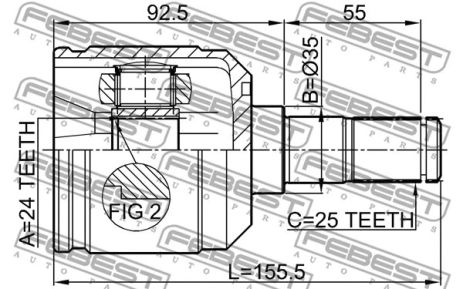 ШРУС внутренний 24x35x25 Mitsubishi Eterna VII/Mitsubishi Galant V/Mitsubishi Galant VII, FEBEST (0411E55) ШРУС внутренний 24x35x25 Mitsubishi Eterna VII/Mitsubishi Galant V/Mitsubishi Galant VII, FEBEST (0411E55)
