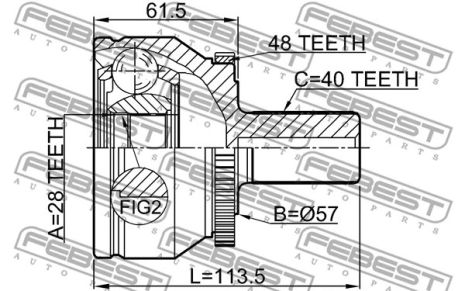ШРУС наружный 28x57x40 Volvo 240/Volvo 240 Break/Volvo 240 Kombi, FEBEST (2710XC90A48)