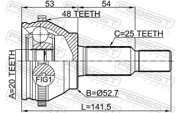 ШРУС наружный задний 20x52.7x25 Dacia Duster/Renault Duster, FEBEST (2410ARKA48R) ШРУС наружный задний 20x52.7x25 Dacia Duster/Renault Duster, FEBEST (2410ARKA48R)