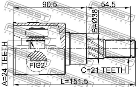 ШРУС внутренний задний 24x38x21 Infiniti QX50 II/Nissan Almera II/Nissan Bluebird Sylphy II, FEBEST (0211T30R)