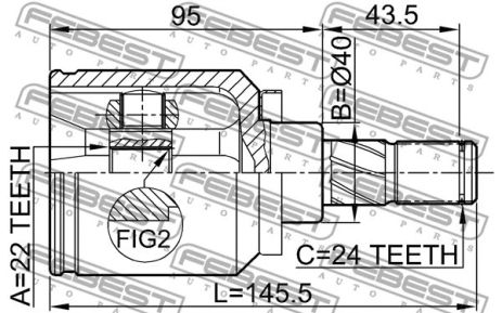 ШРУС внутренний 22x40x24 Nissan Almera Classic/Nissan Almera I/Nissan Almera II, FEBEST (0211N16)