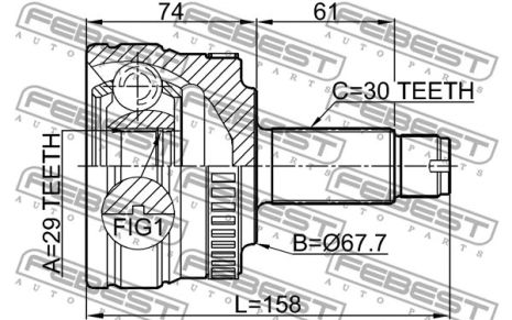 ШРУС наружный задний 29x67.6x30, FEBEST (2910RRIIIR)