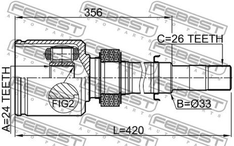 ШРУС внутренний правый 24x33x26 Nissan Latio/Nissan Tiida/Nissan Tiida Latio, FEBEST (0211C11HR16RH)