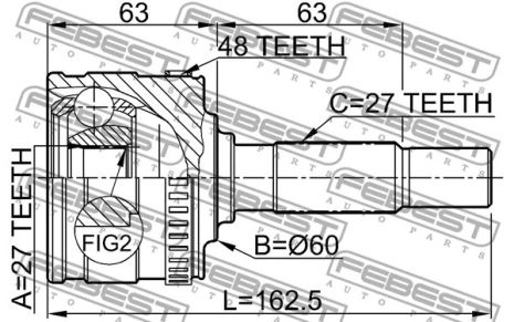 ШРУС наружный 27x60x27 Mercedes-Benz V-Class/Mercedes-Benz Vito, FEBEST (1610801A48)