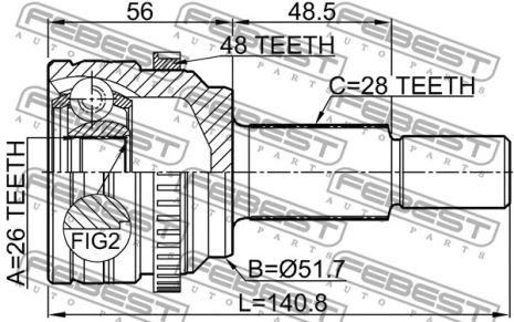 ШРУС наружный задний 26x50x28 Mazda CX-5, FEBEST (0510CX5A48R)