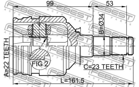 ШРКШ внутрішній 22x34x23 Toyota Belta/Toyota Corolla II/Toyota Corsa, FEBEST (01112NZFE)