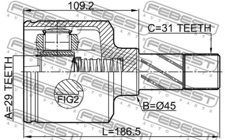 ШРУС внутренний левый 29x45x31 Fiat Ducato, FEBEST (2811DUCLH)