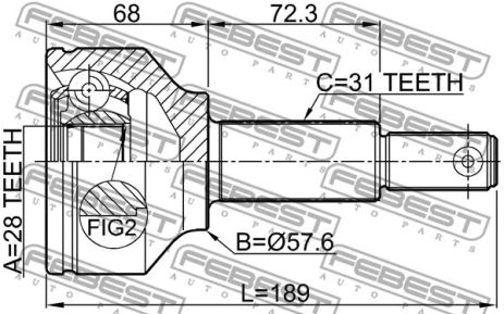 ШРУС наружный 28x57.6x31 Ford Tourneo Connect/Ford Grand Tourneo Connect V408, FEBEST (2110TTF) ШРУС наружный 28x57.6x31 Ford Tourneo Connect/Ford Grand Tourneo Connect V408, FEBEST (2110TTF)