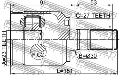 ШРУС внутренний 23x40x27 KIA Soul I/KIA Soul II/KIA (DYK) Soul, FEBEST (2211SOULB2)