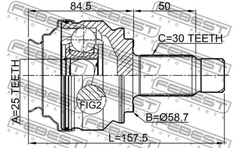 ШРКШ зовнішній задній 25x58.7x30 BMW 1/BMW 3/BMW 3 Touring, FEBEST (1910E90R)