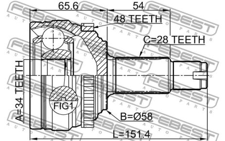 ШРУС наружный 34x57.9x28 Ssangyong Korando/Ssangyong Korando C, FEBEST (1410KORA48) ШРУС наружный 34x57.9x28 Ssangyong Korando/Ssangyong Korando C, FEBEST (1410KORA48)