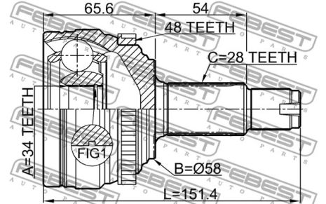 ШРКШ зовнішній 34x57.9x28 Ssangyong Korando/Ssangyong Korando C, FEBEST (1410KORA48) ШРКШ зовнішній 34x57.9x28 Ssangyong Korando/Ssangyong Korando C, FEBEST (1410KORA48)