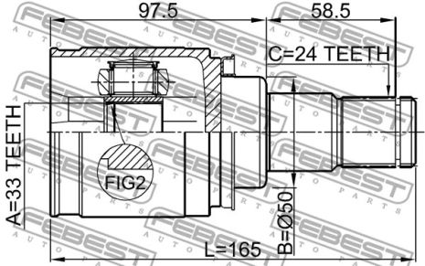 ШРКШ внутрішній лівий 33x50x24, FEBEST (0411CY3MTLH)