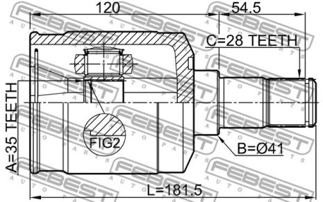 ШРУС внутренний левый 35x41x28 Hyundai Santa FÉ II/Hyundai Santa FÉ III, FEBEST (1211DM24MTLH)