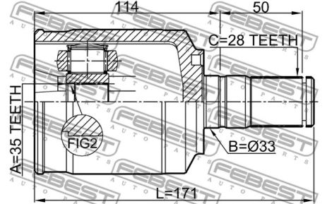 ШРУС внутренний левый 35x33x28 Hyundai Santa FÉ II/Hyundai Santa FÉ III, FEBEST (1211CMATLH)