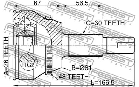 ШРКШ зовнішній 26x61x30 Lexus ES/Lexus ES VI/Lexus RX, FEBEST (0110GGL15A48)