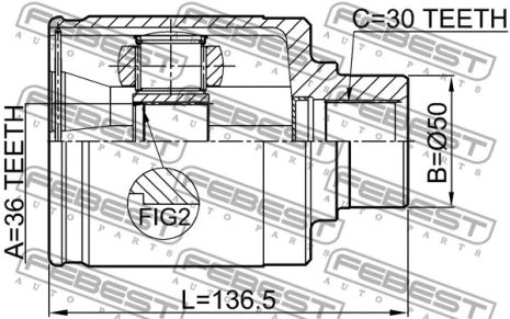 ШРУС внутренний правый 36x50x30 Nissan Murano I, FEBEST (0211Z50RH)