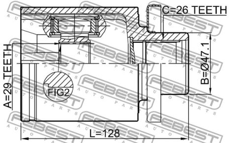 ШРУС внутренний левый 29x47.1x26 VW Caravelle T5/VW Eurovan T5/VW Kombi T5, FEBEST (2311T5ATLH)